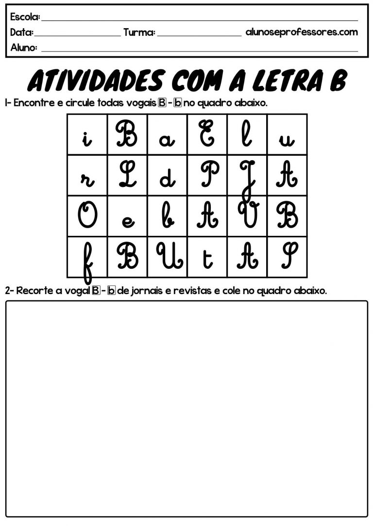 Atividades A Letra B Prontas Para Imprimir Alunos E Professores