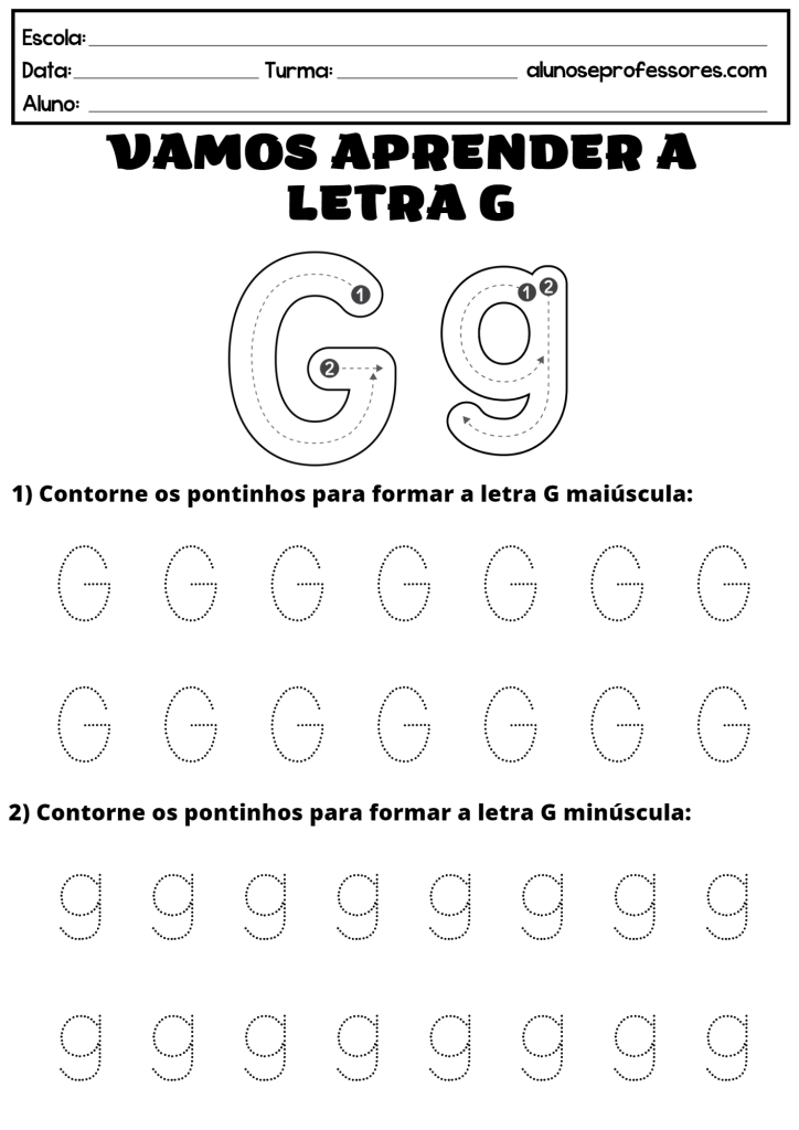 Atividades A Letra G Para Imprimir Alunos E Professores