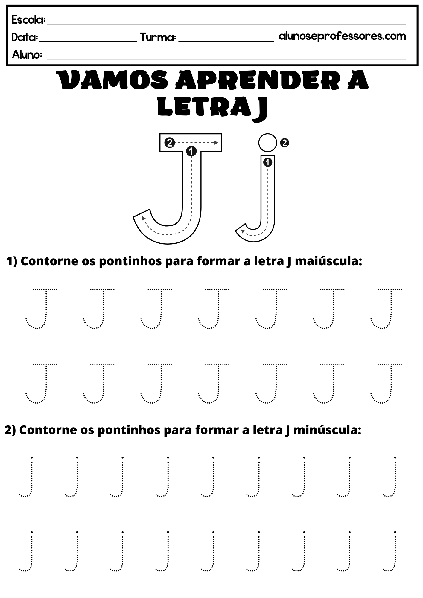 Atividades A Letra J Para Imprimir Alunos E Professores