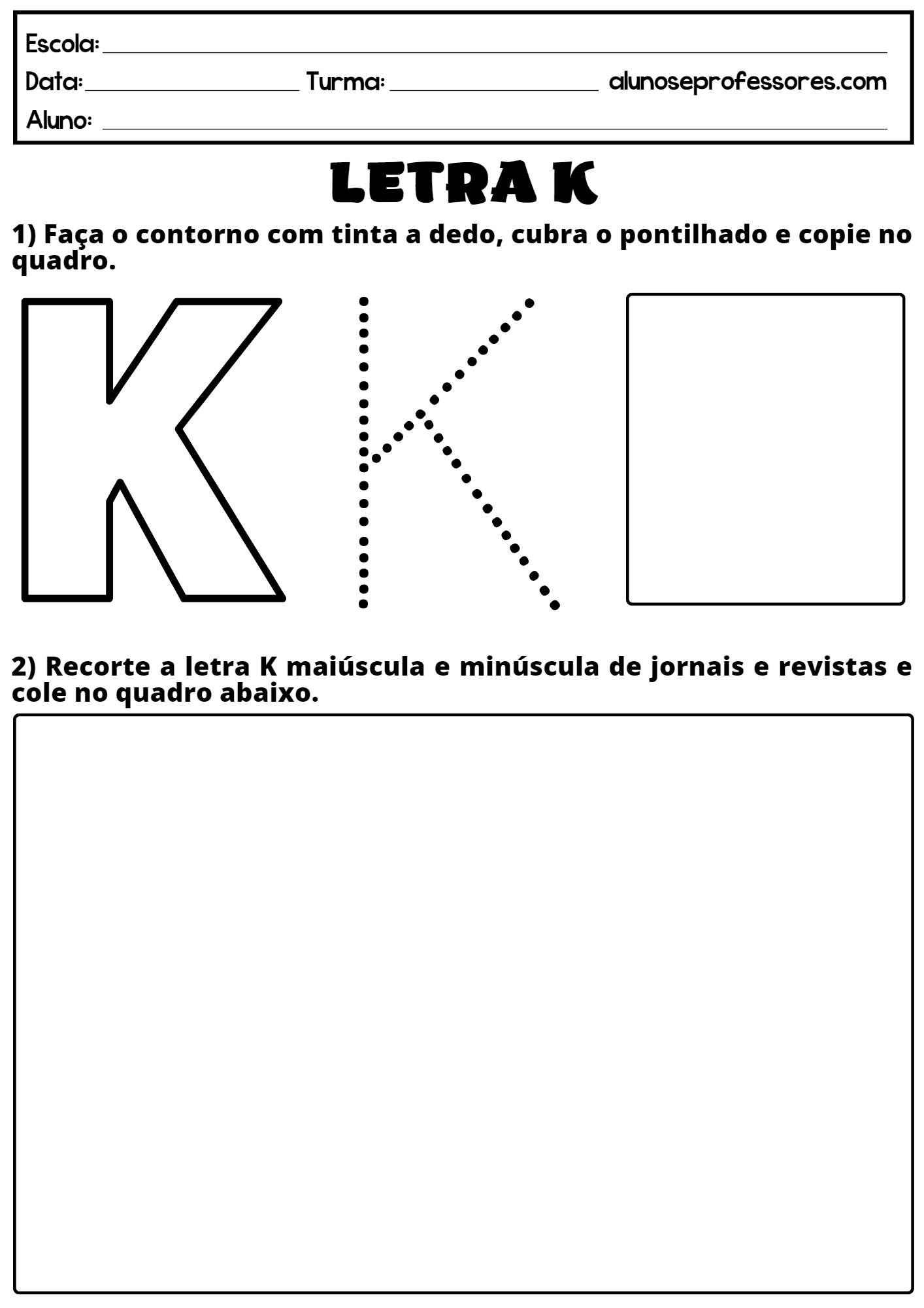 Atividades A Letra K Para Imprimir Alunos E Professores