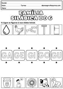 Atividades a Família Silábica do G para imprimir Alunos e Professores