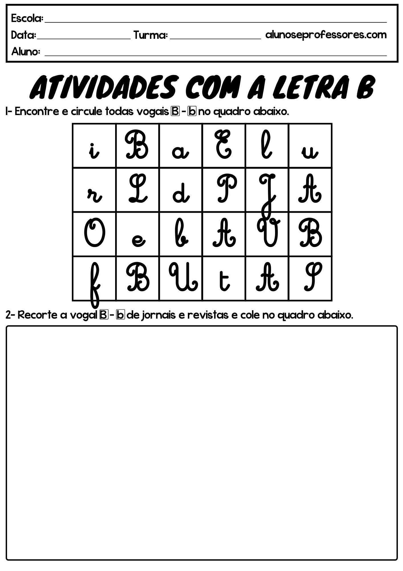 Atividades Com A Letra B Prontas Para Imprimir | Alunos E Professores