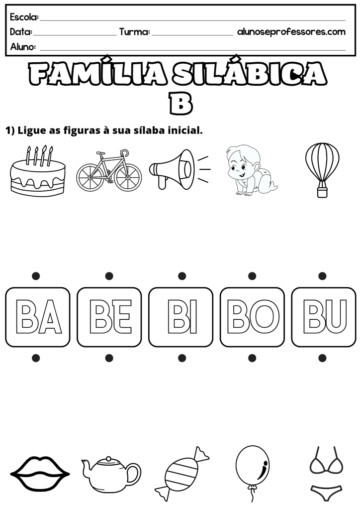 Atividades Com A Família Silábica Do B Para Imprimir Alunos E Professores 