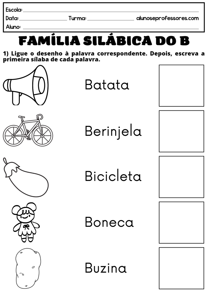 Atividades Com A Família Silábica Do B Para Imprimir | Alunos E Professores