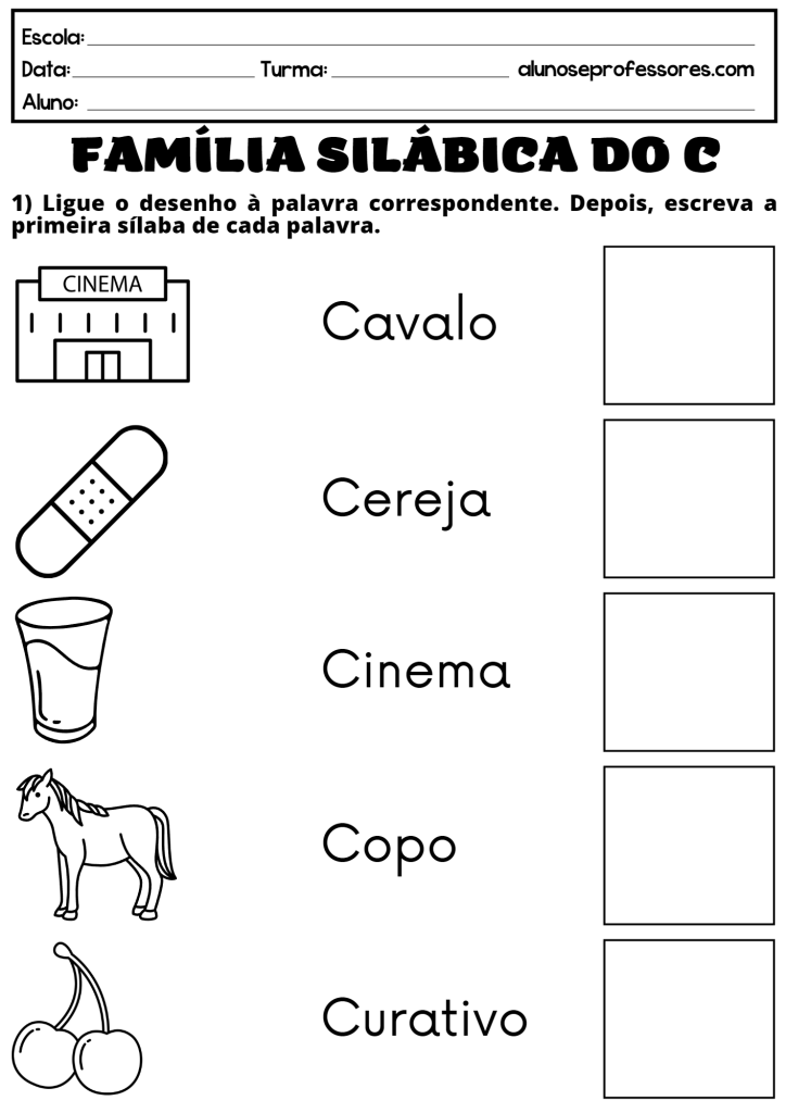 Atividades Com A Família Silábica Do C Para Imprimir | Alunos E Professores