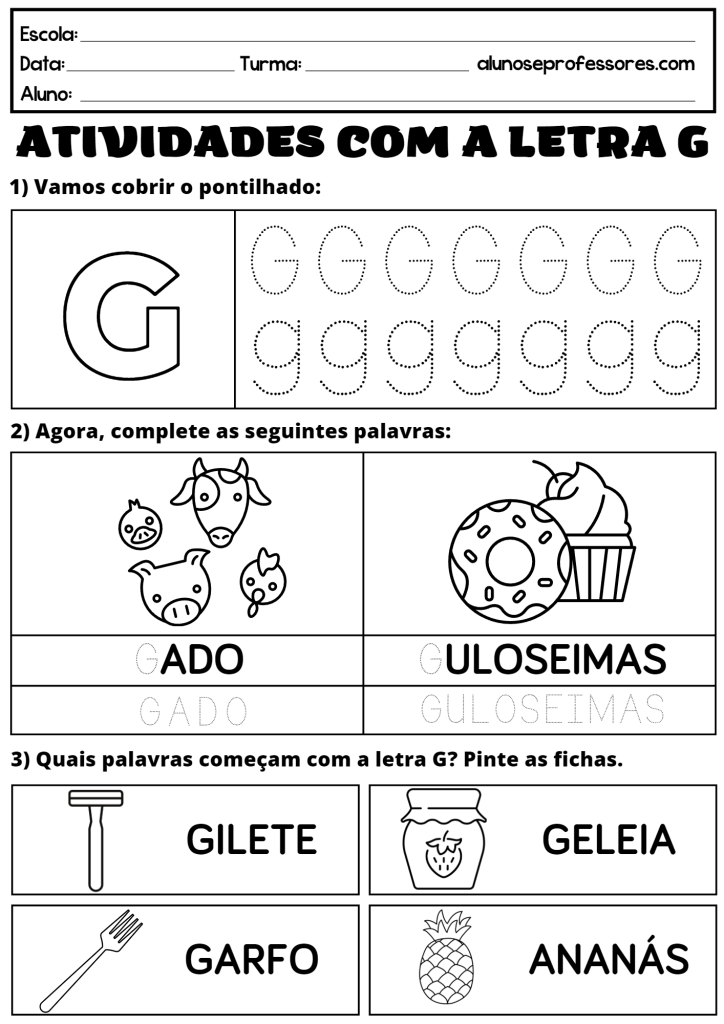 Atividades Com A Letra G Para Imprimir Alunos E Professores 2521