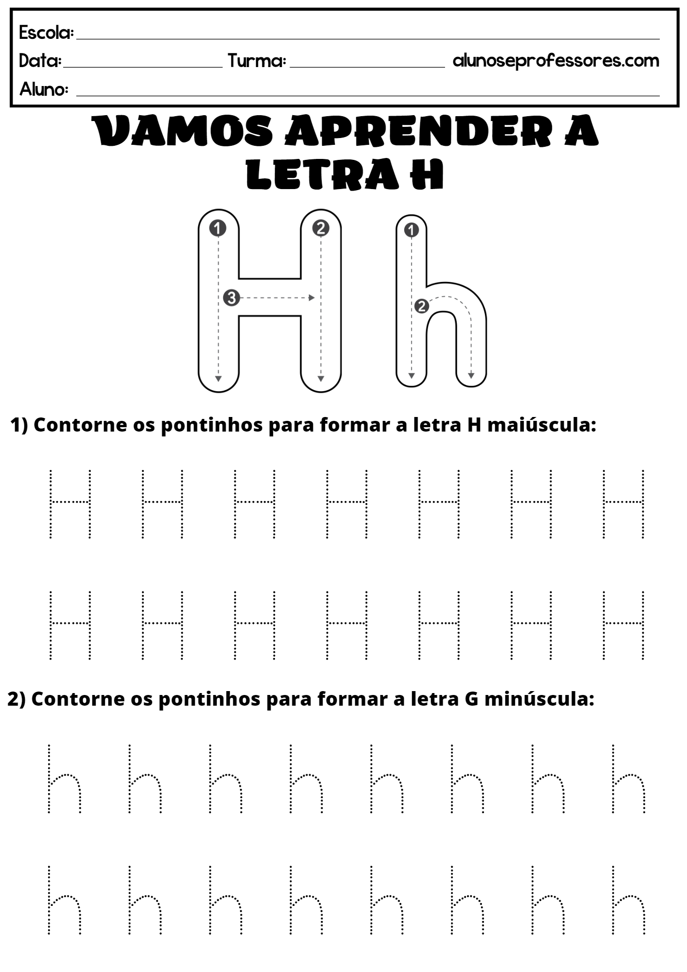 Atividades Com A Letra H Para Imprimir Alunos E Professores 8888