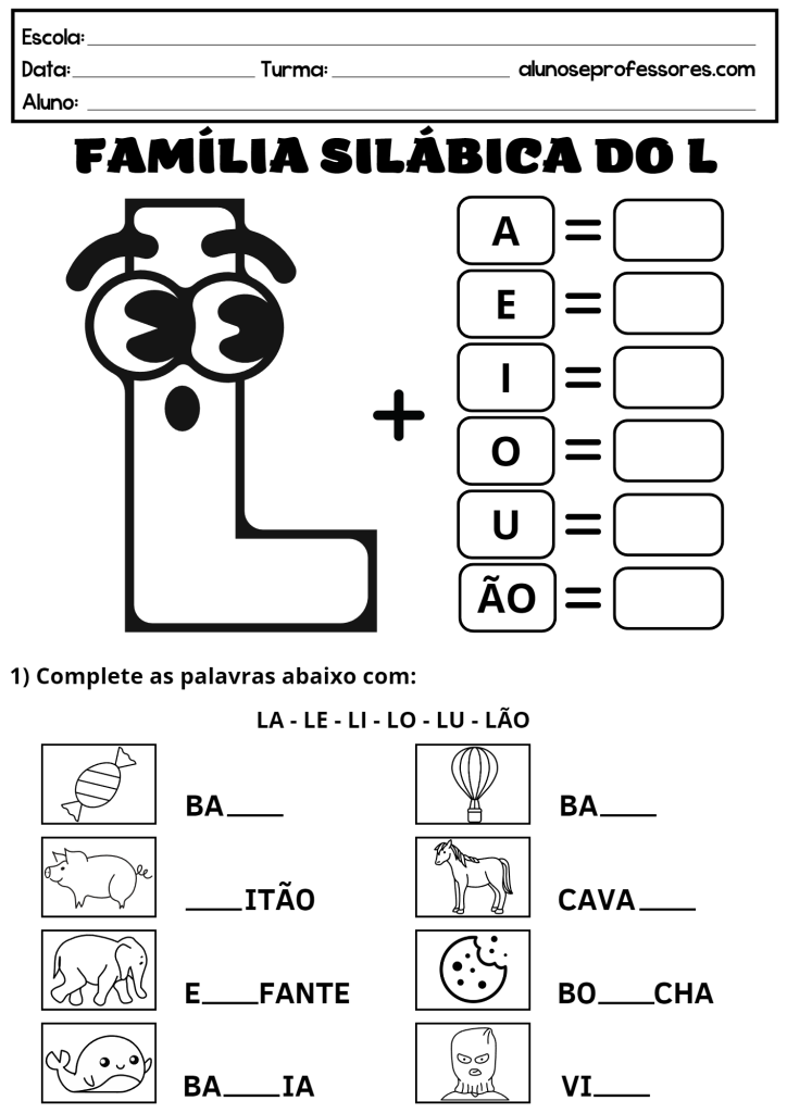 Atividades Com A Letra L Para Imprimir Alunos E Professores 9720