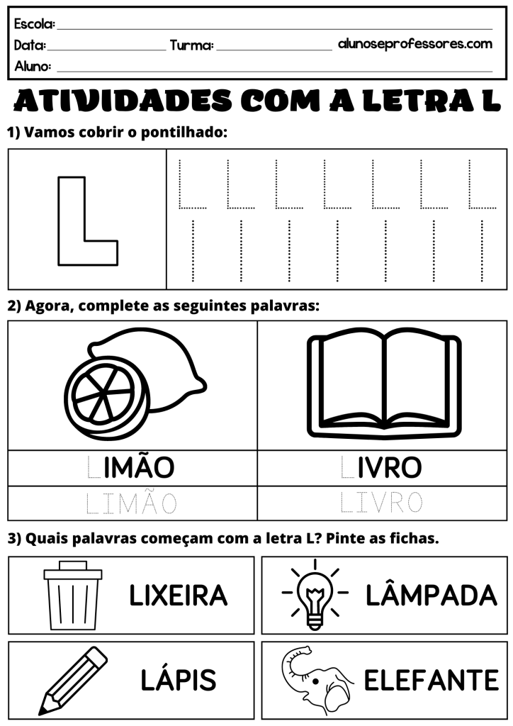 Atividades Com A Letra L Para Imprimir Alunos E Professores 8384