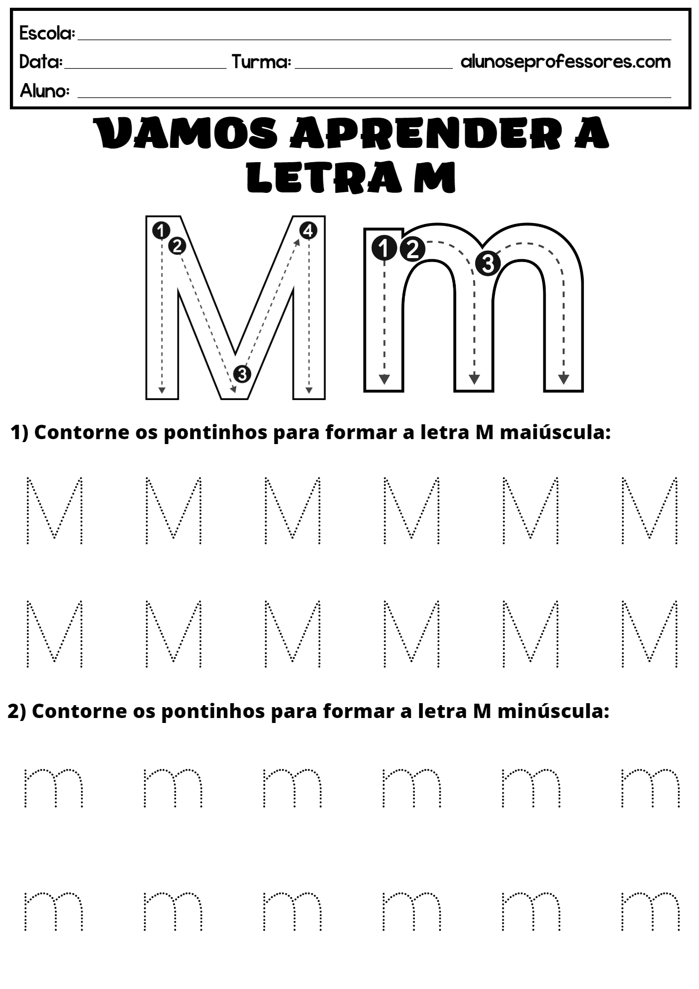 Atividades Com A Letra M Para Imprimir Alunos E Professores 