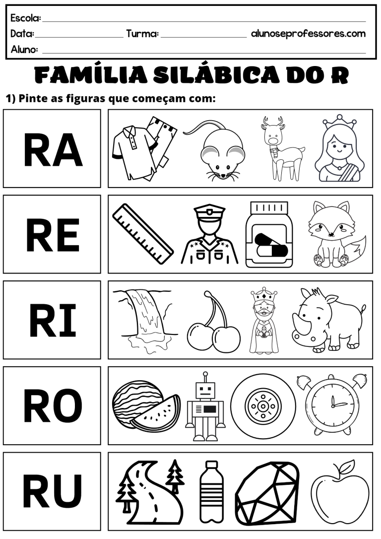 Atividades Com A Letra R Para Imprimir Alunos E Professores