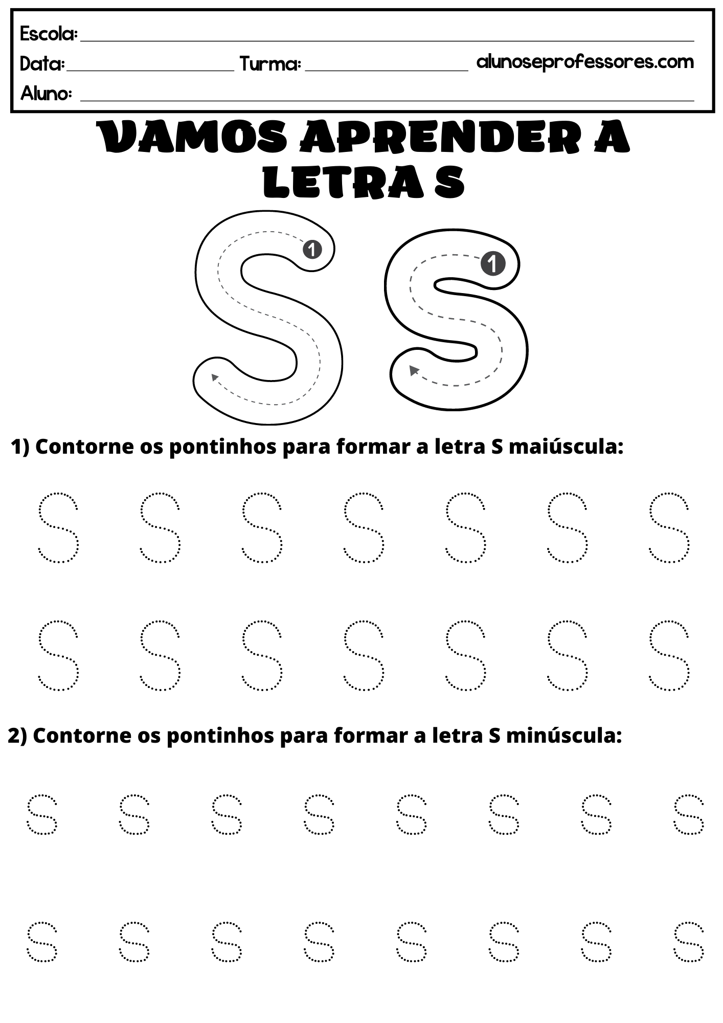 Atividades Com A Letra S Para Imprimir Alunos E Professores