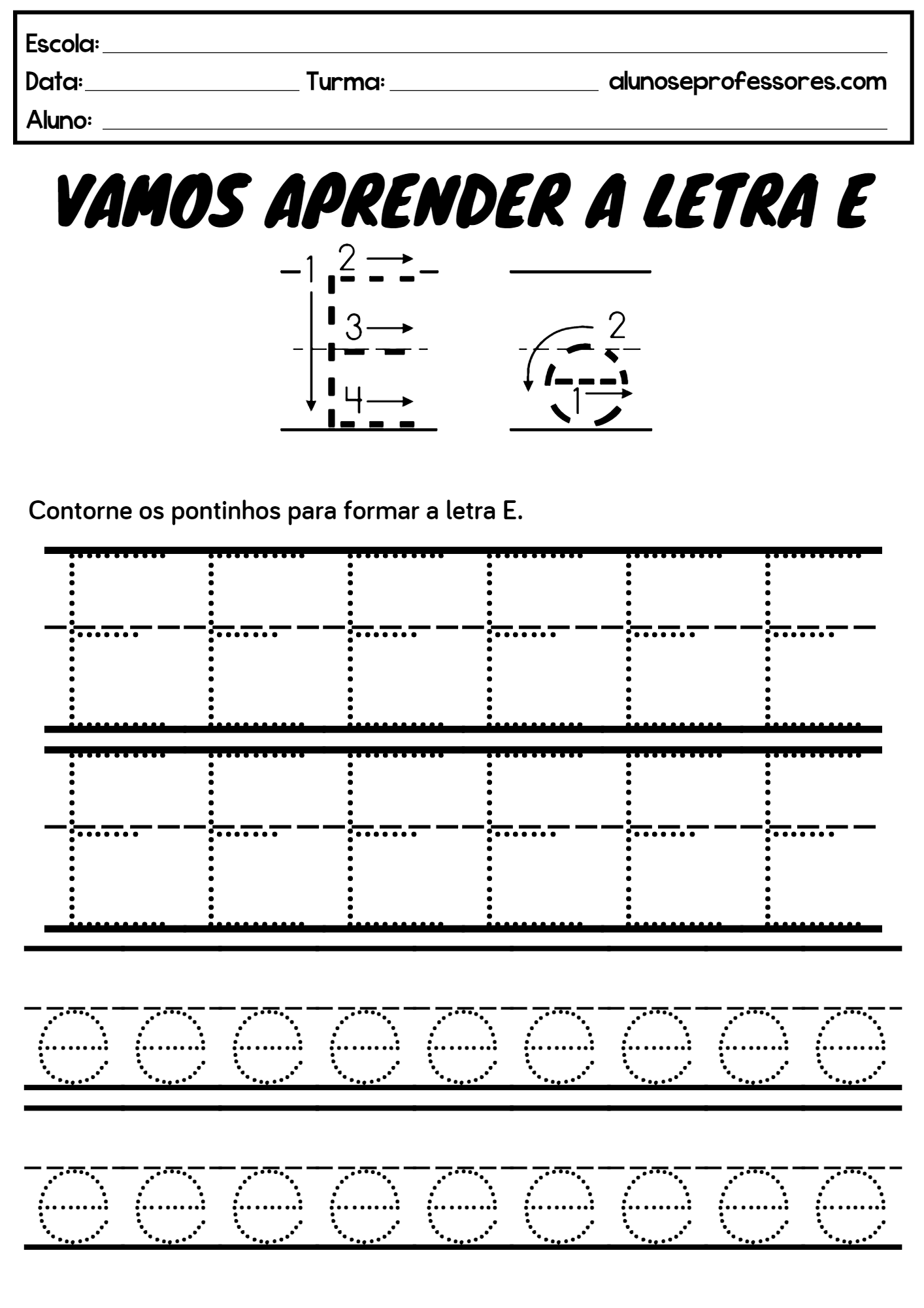 Atividades Com A Letra E Para Imprimir Alunos E Professores