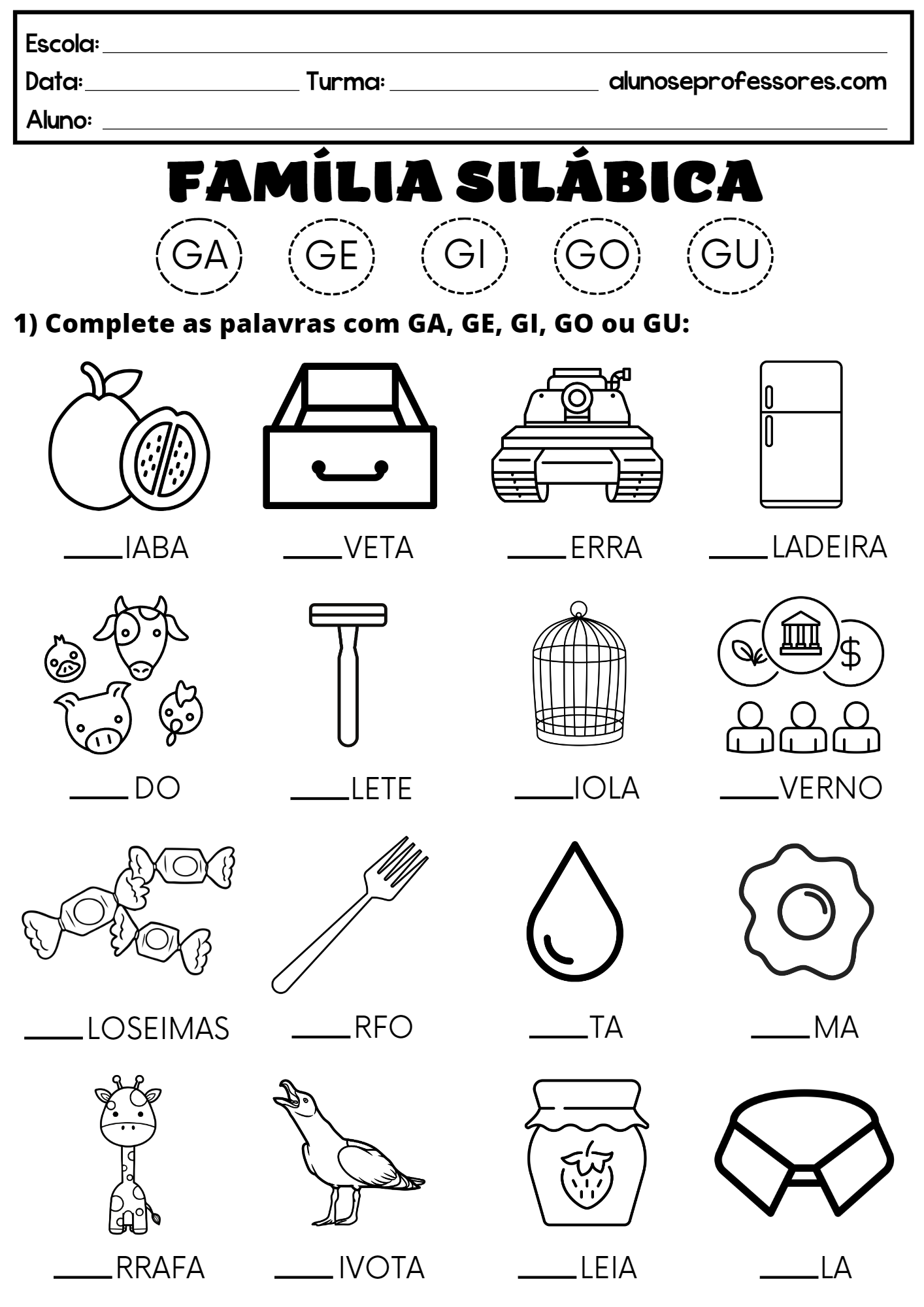 Atividades Com A Fam Lia Sil Bica Do G Para Imprimir Alunos E Professores