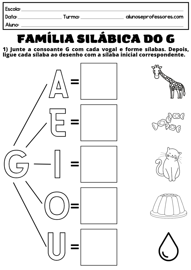 Atividades Com A Família Silábica Do G Para Imprimir | Alunos E Professores