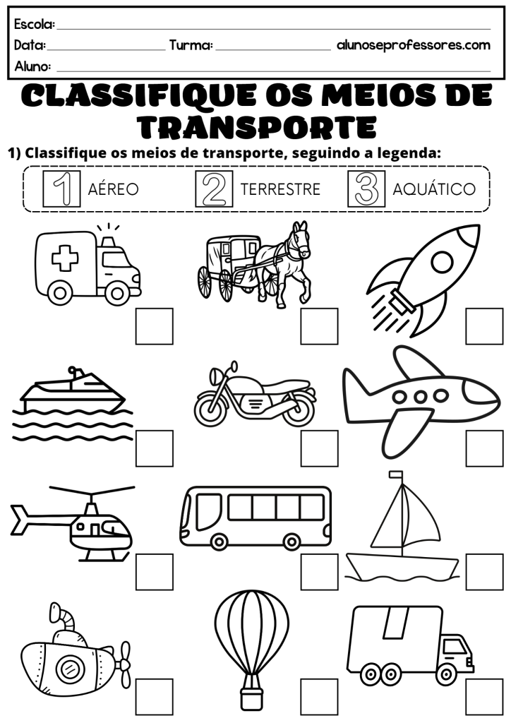 Atividades Sobre Meios De Transporte Para Imprimir | Alunos E Professores