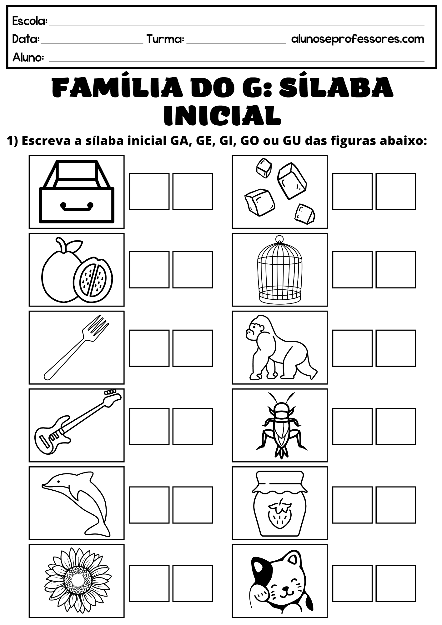 Atividades Com A Letra G Para Imprimir | Alunos E Professores