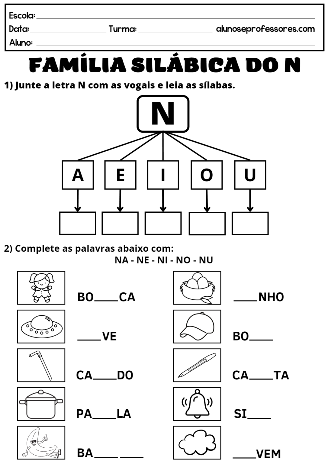 Atividades Com A Letra N Para Imprimir | Alunos E Professores