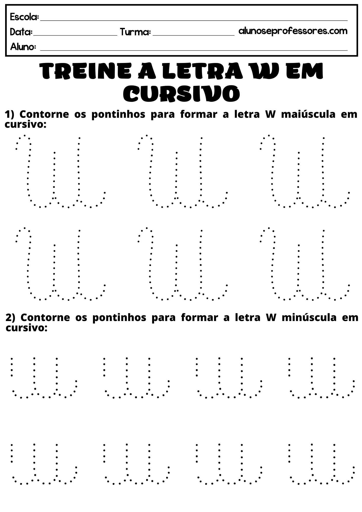 Atividades Com A Letra W Para Imprimir Alunos E Professores