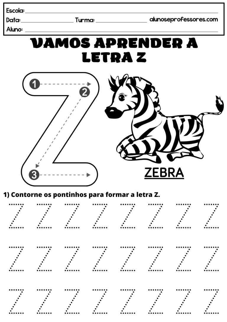 Atividades Com A Letra Z Para Imprimir Alunos E Professores